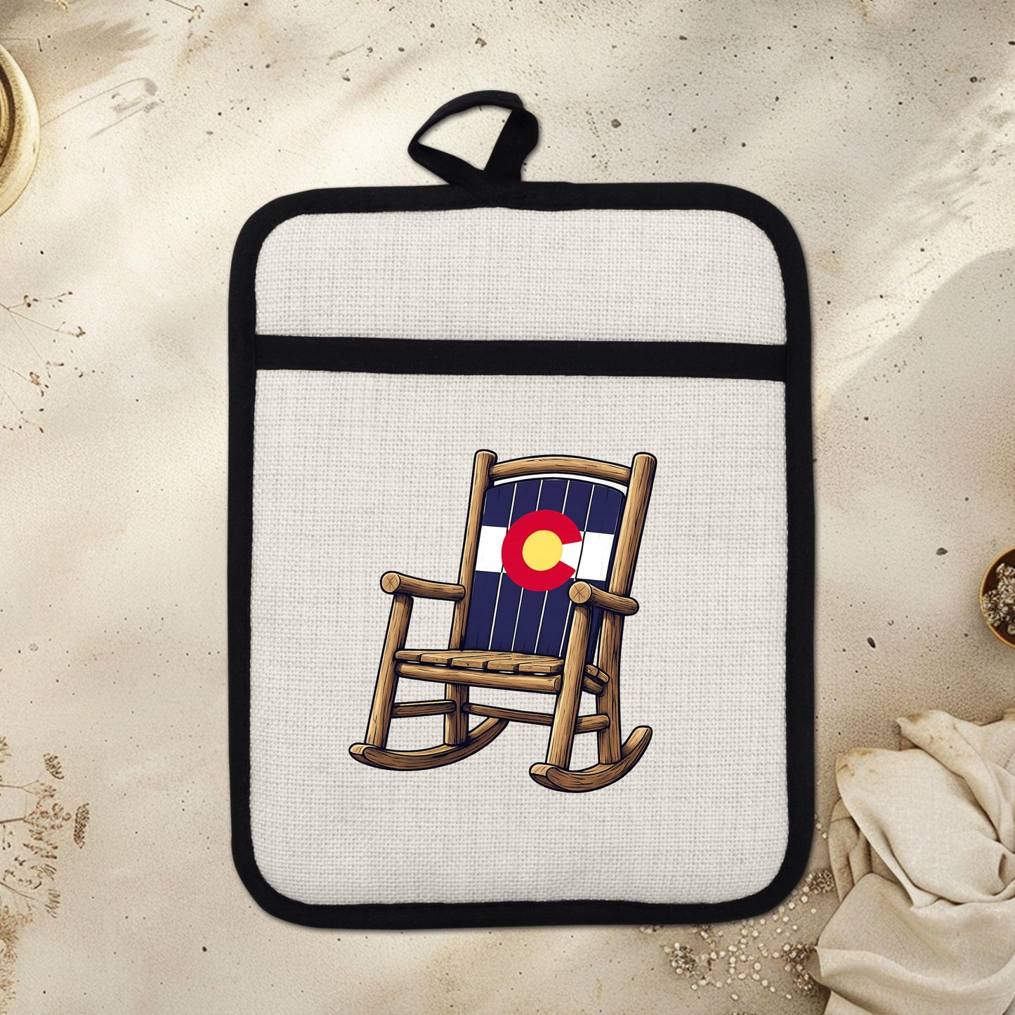 Colorado Kitchen Pot Holder - Silicone Trivet, Rustic Farmhouse Style Heat Resistant - lifestyle view