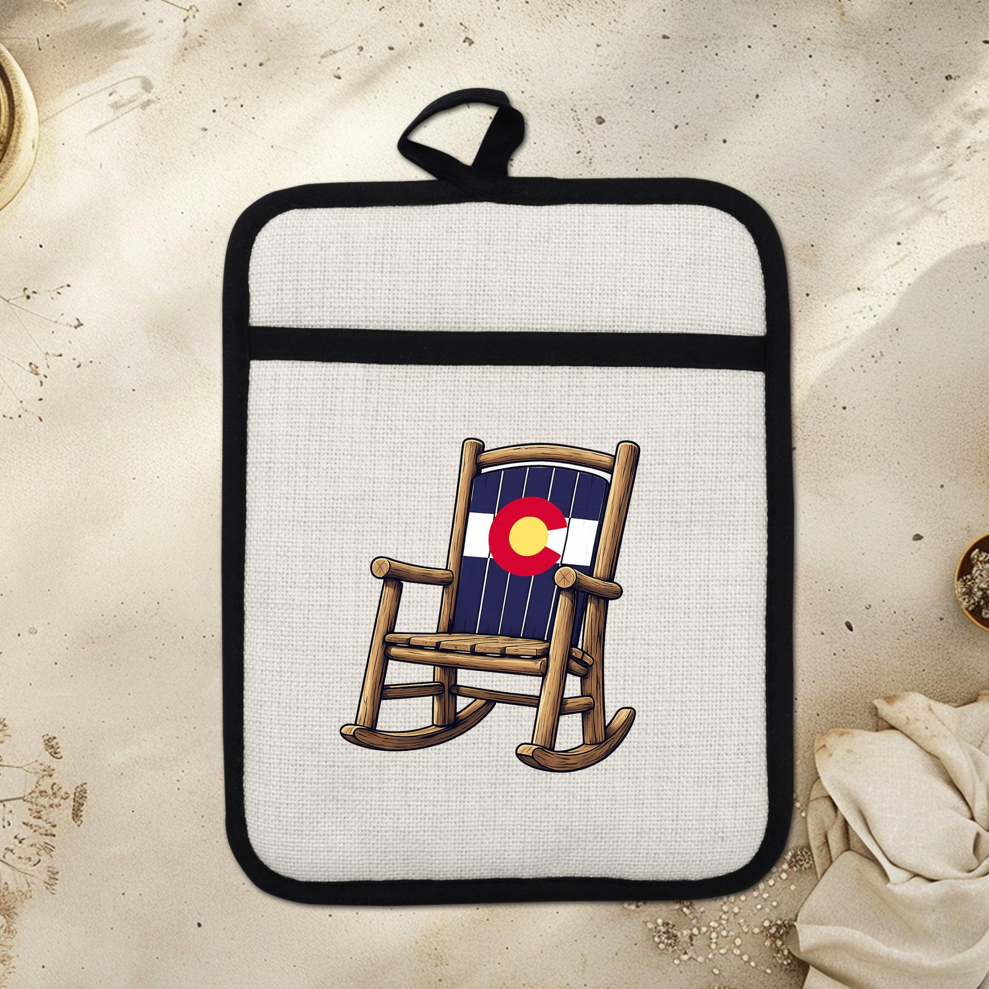 Colorado Kitchen Pot Holder - Silicone Trivet, Rustic Farmhouse Style Heat Resistant - lifestyle view