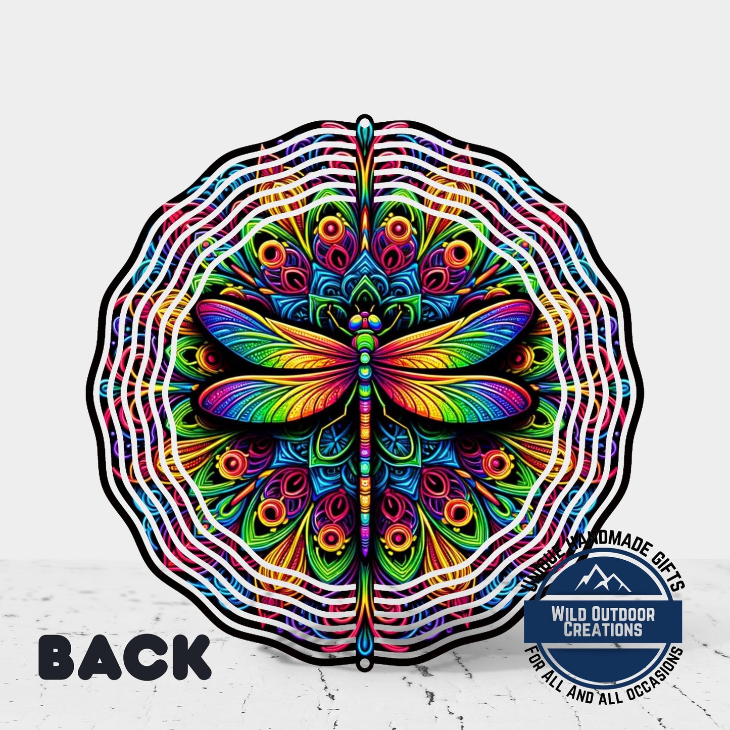 Dragonfly Wind Spinner - Neon Garden Decor | Aluminum Patio Wind Decoration - additional product photo 12