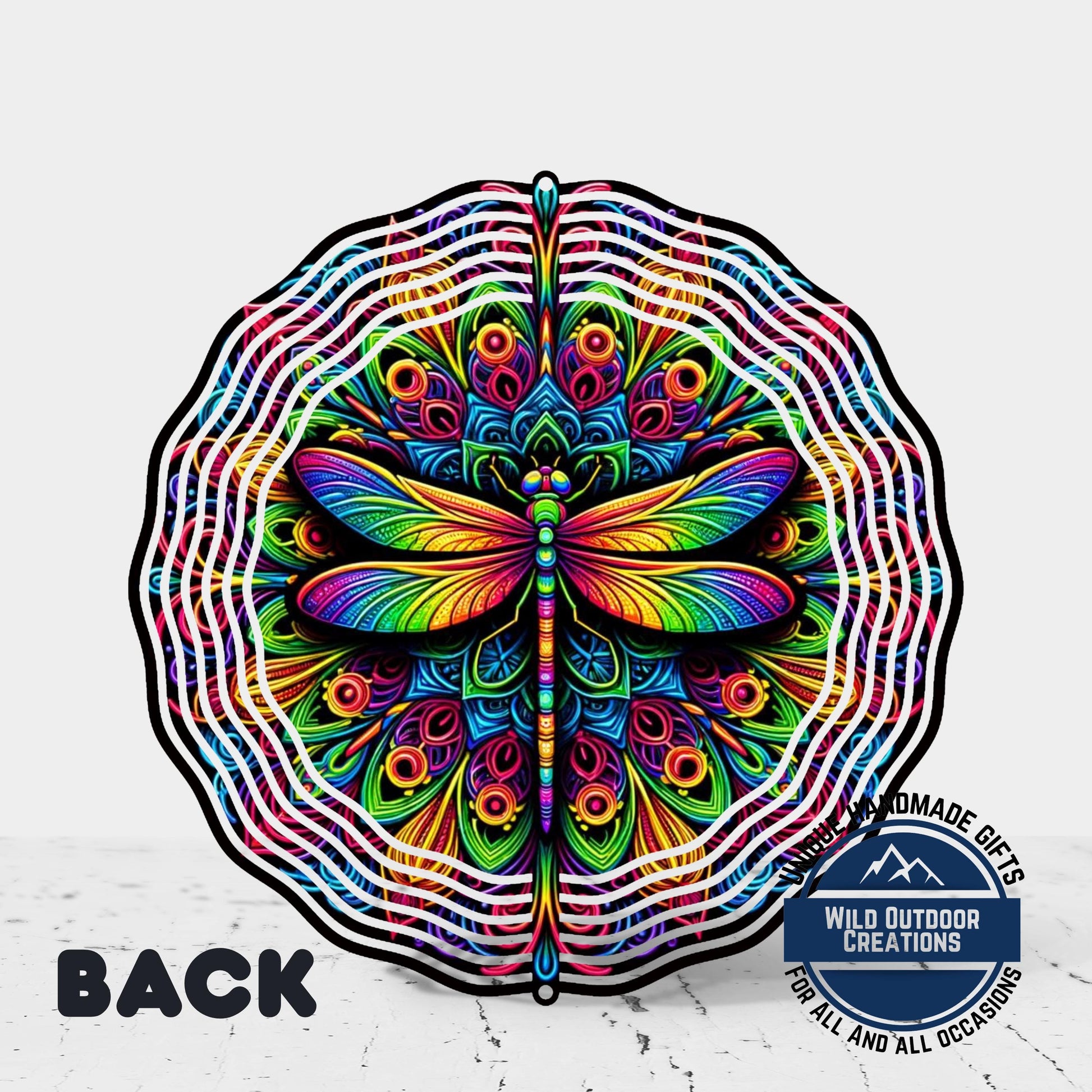 Dragonfly Wind Spinner - Neon Garden Decor | Aluminum Patio Wind Decoration - additional product photo 12