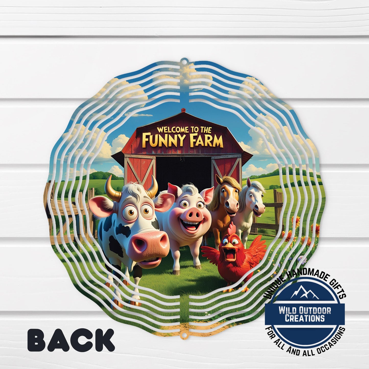 Funny Farm Wind Spinner - Aluminum Outdoor Decor With Cow, Pig & Horse Garden Art