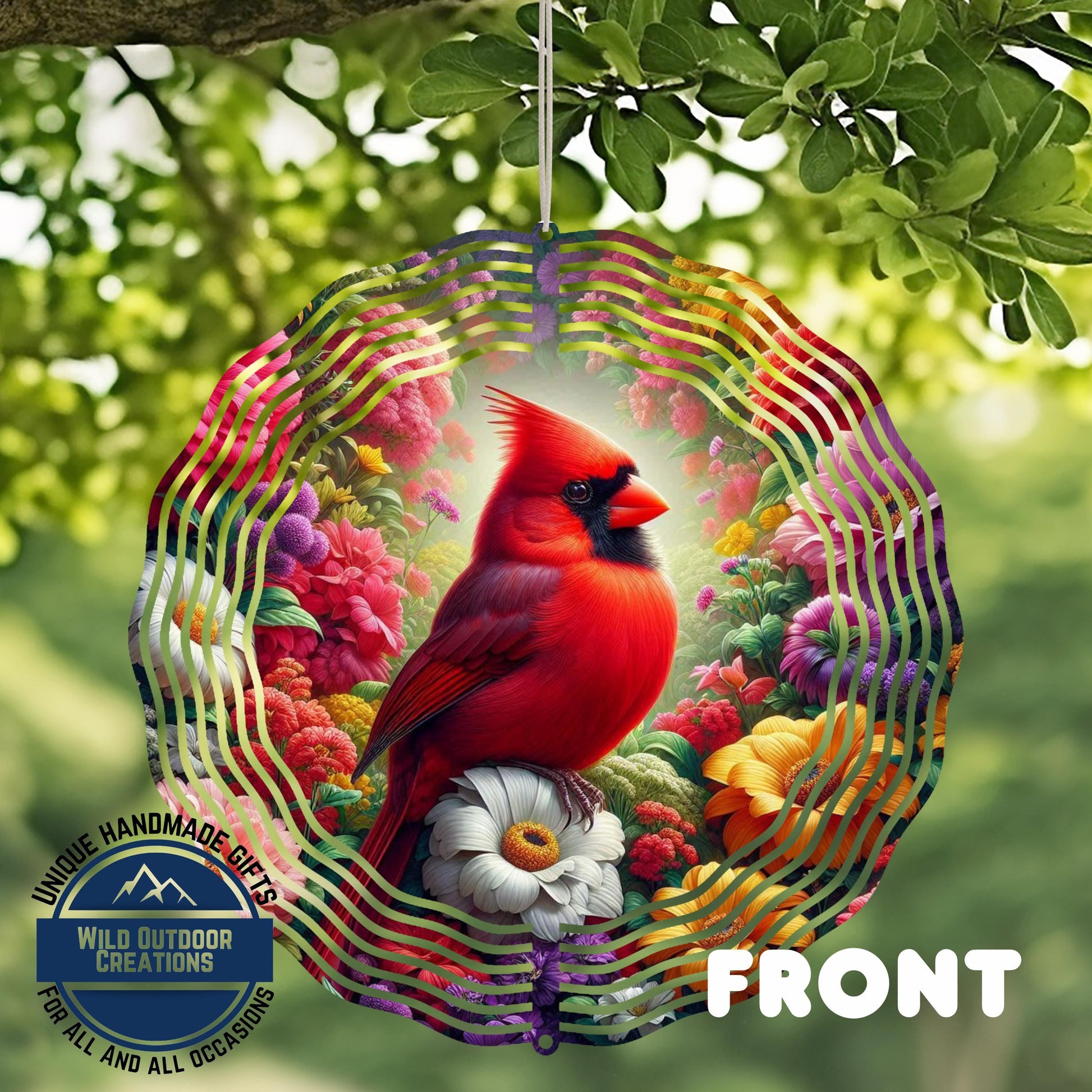 Cardinal Wind Spinner – 10 Inch Outdoor Garden Decor with Vibrant Red Bird & 360 Swivel Hook - additional angle
