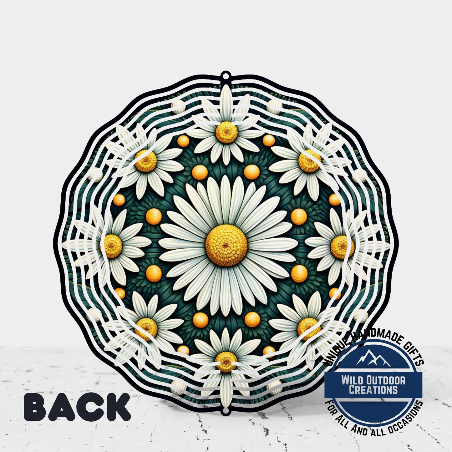 White Daisy Wind Spinner – 10 Inch Double Sided Aluminum Garden Decor - additional product photo 12