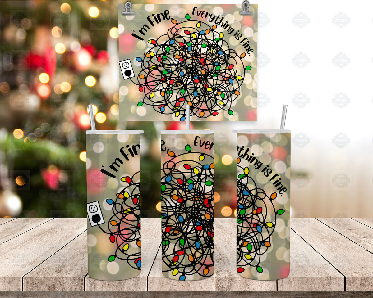 Christmas Tumbler, Holiday Lights, 20Oz Stainless Steel, Clear Lid