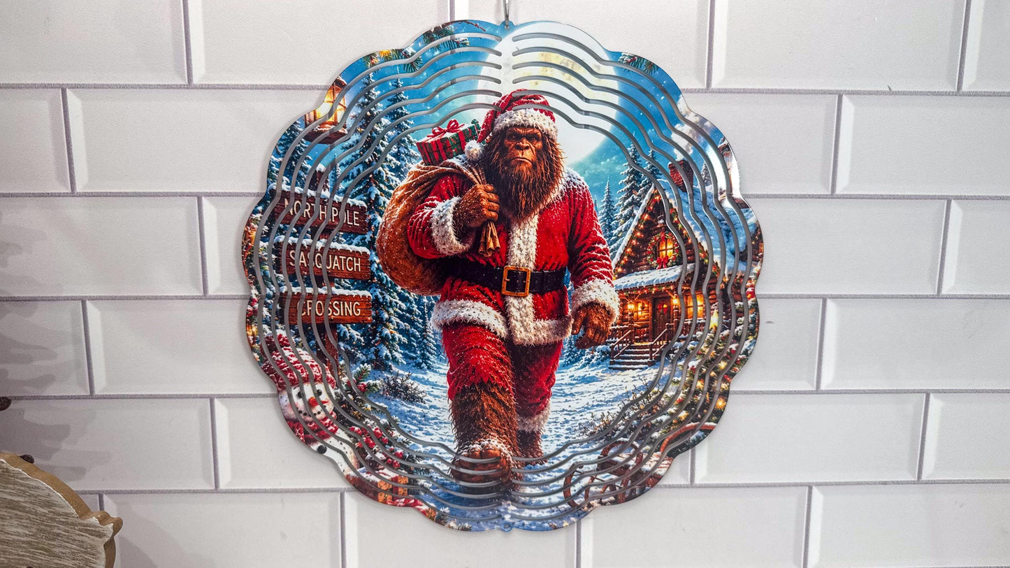Bigfoot Santa Wind Spinner, 360 Swivel, Indoor Outdoor, 10 Inch