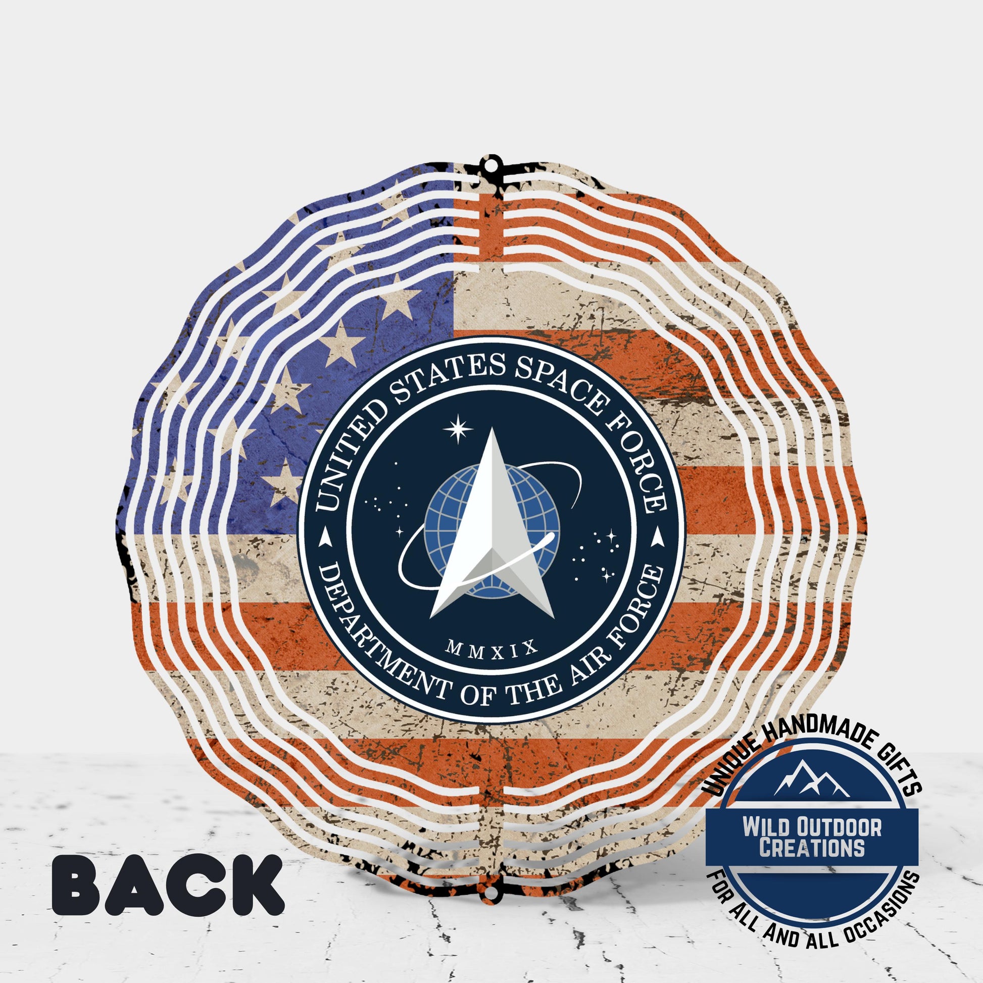 Space Force Wind Spinner – Patriotic Garden Decor | USSF Veteran Gift Outdoor Art - alternate view