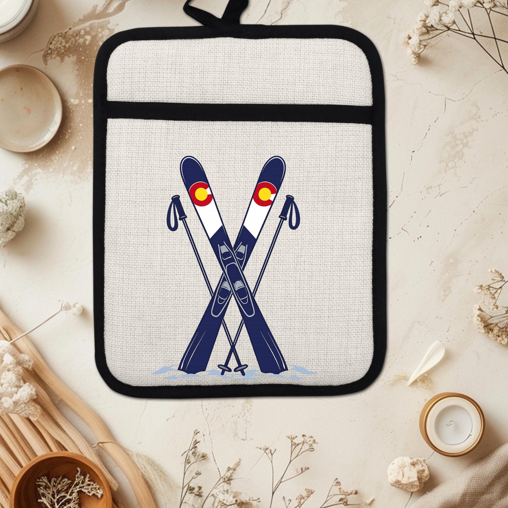 Ski Oven Mitt – Heat Resistant Silicone Pot Holder With Loop | Colorado Kitchen Decor - lifestyle view
