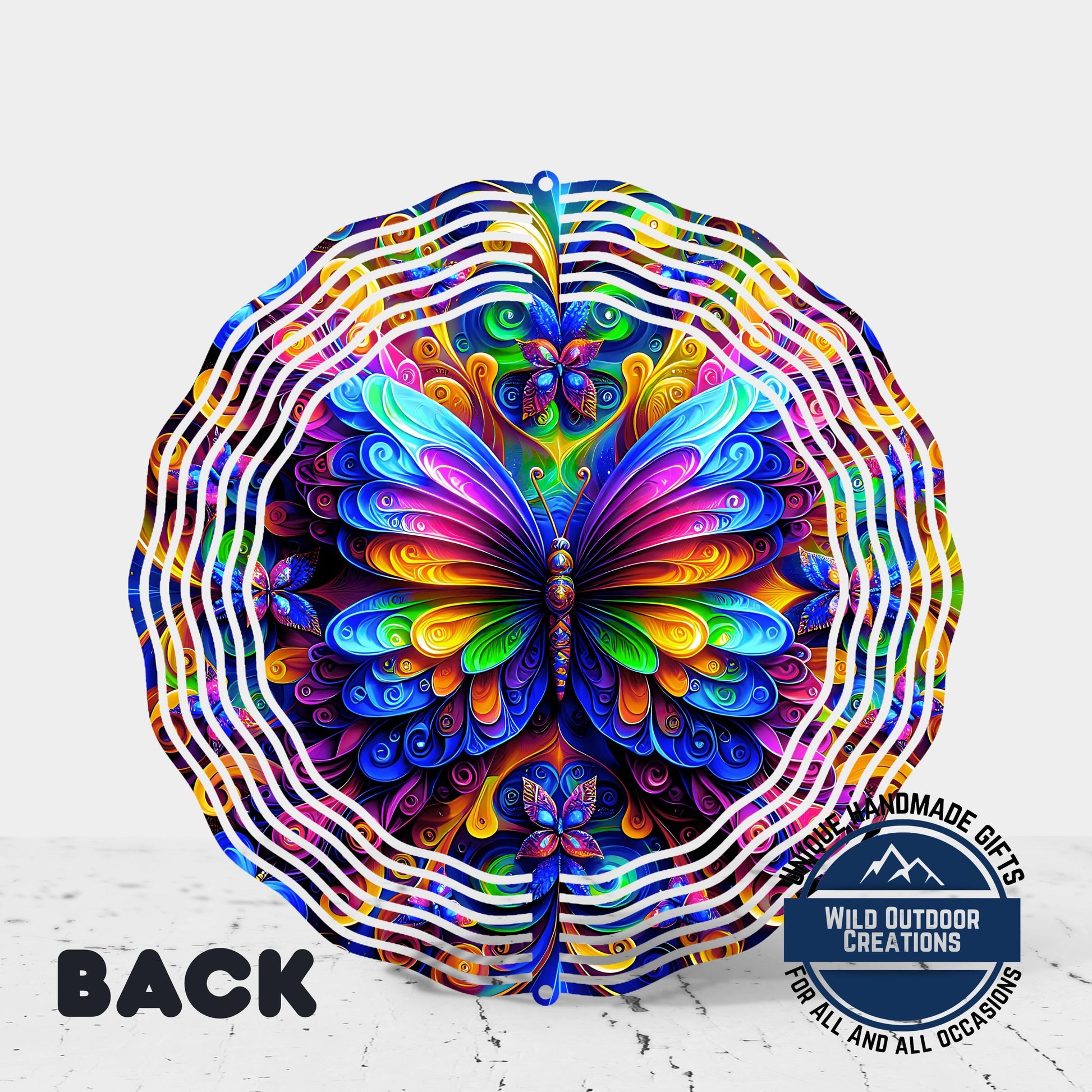 Neon Butterfly Wind Spinner - 10 Inch Rainbow Aluminum Garden Art with 360 Swivel Hook - additional product photo 12