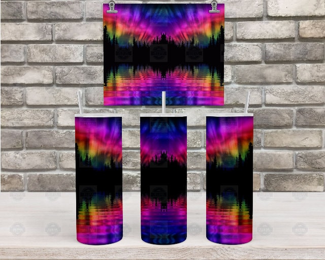 20Oz Stainless Steel Tumbler, Northern Lights Aurora Lake Scene