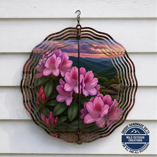 West Virginia Rhododendron Wind Spinner State Flower Mountain Sunset Garden Outdoor Decor Gift