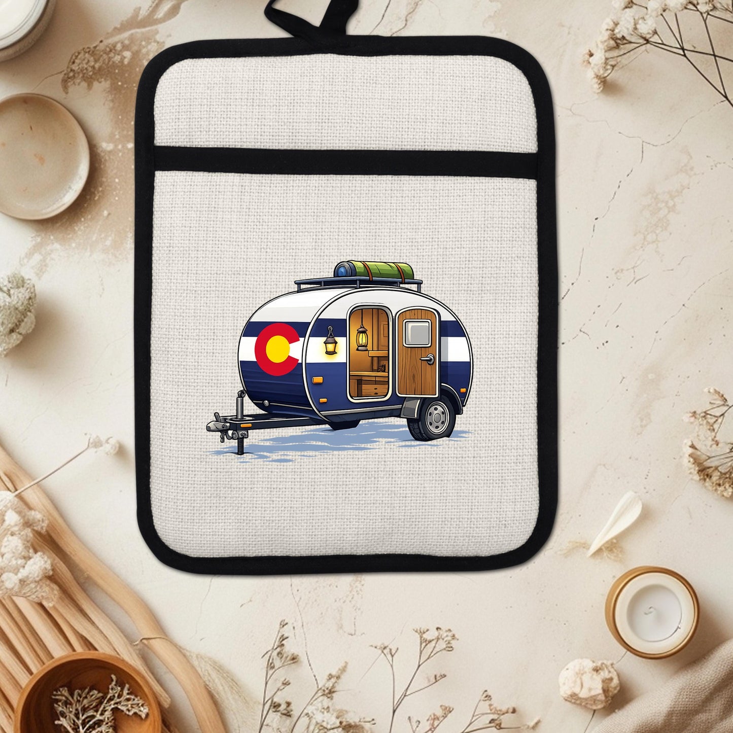 Pot Holder Oven Mitt - Heat Resistant Silicone Trivet | Colorado Camper Gift - detail view