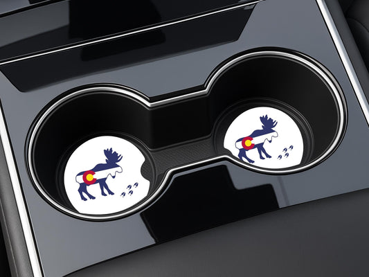 Sandstone Car Coasters with Colorado Moose Theme, Unique Gifts for New Driver