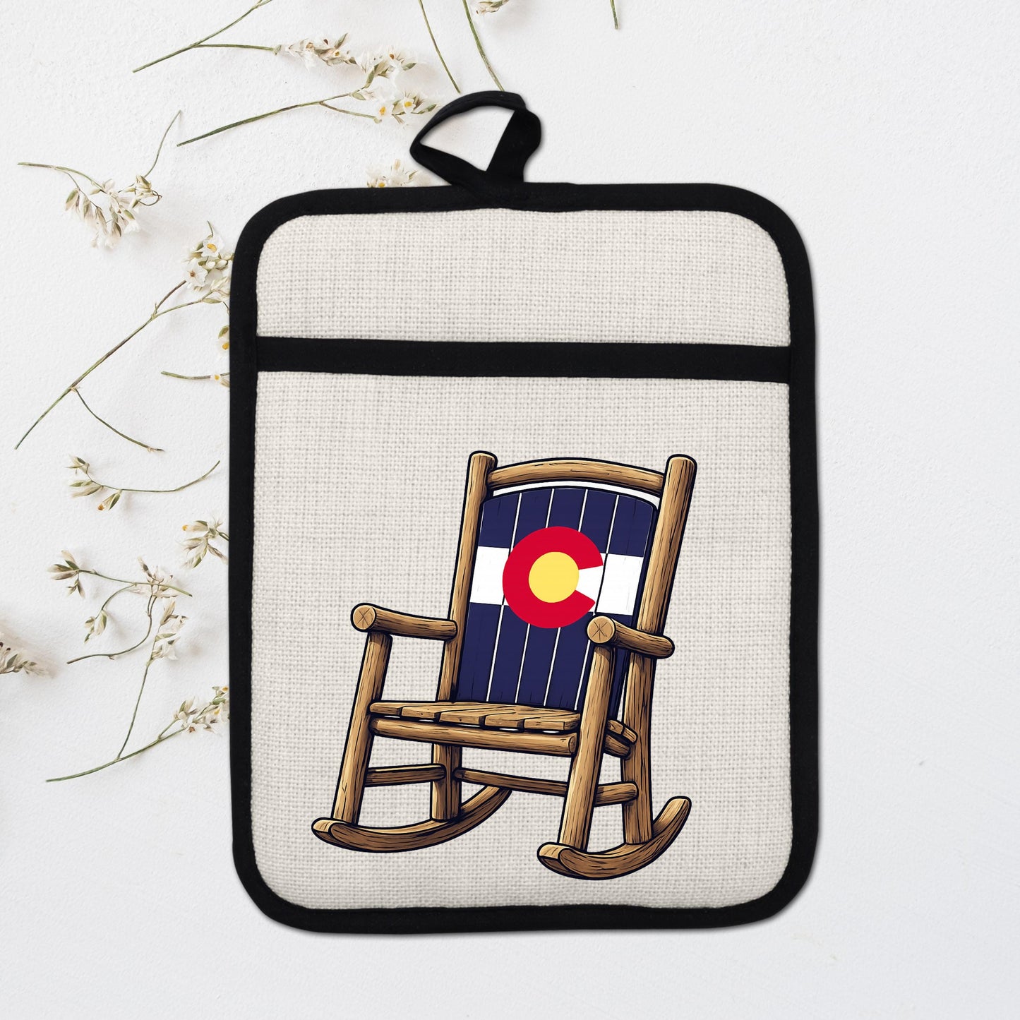 Linen Oven Mitt - Colorado Rocking Chair Pot Holder with Trivet & Heat Resistant Design - additional product photo 16