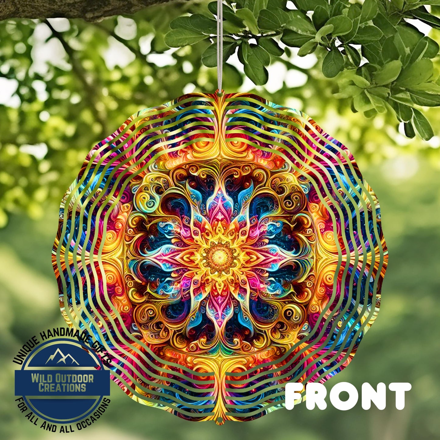 Mandala Wind Spinner - Colorful Aluminum Garden Decor | Spiritual Meditation Gift
