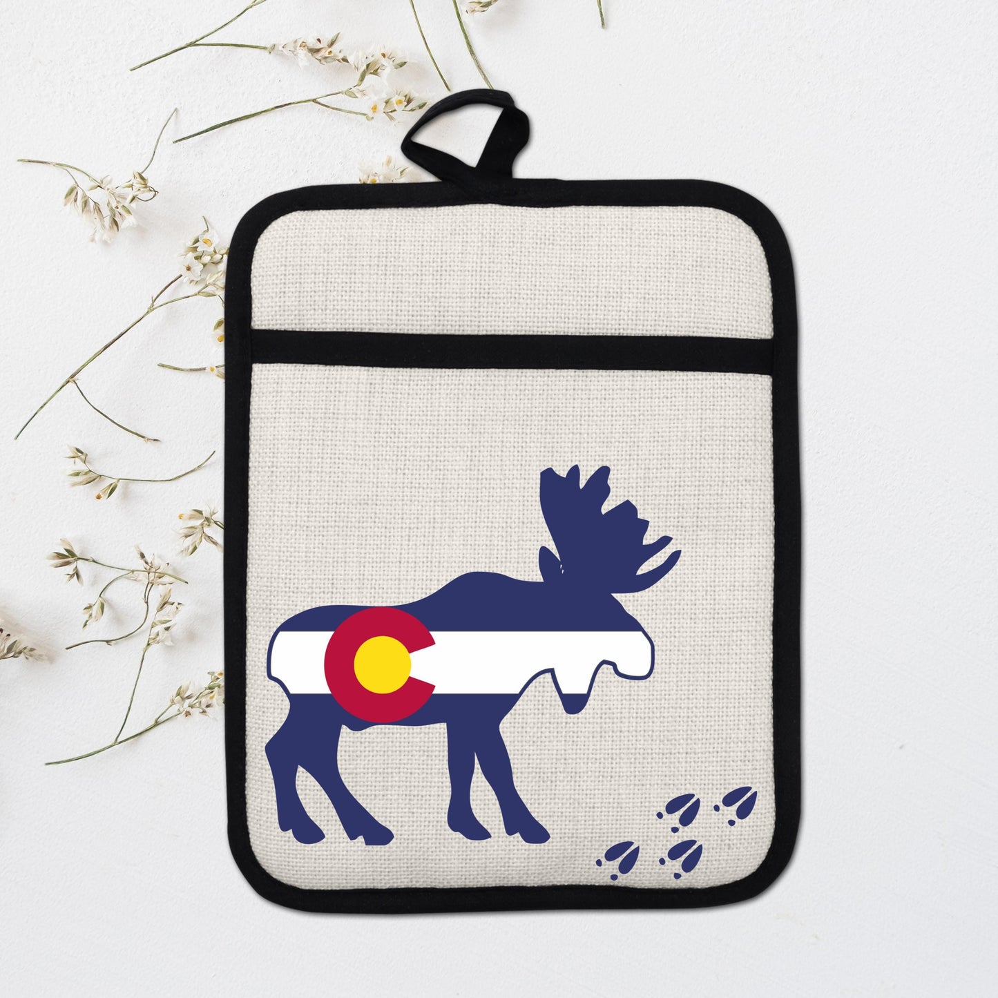 Colorado Moose Pot Holder - Heat Resistant Trivet with Silicone Back & Linen Fabric Front - additional product photo 16