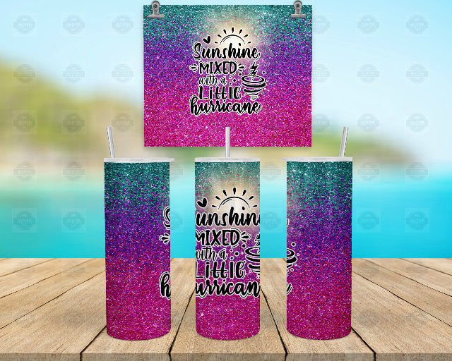 Faux Glitter Tumbler | Sunshine Mixed Hurricane, 20Oz Travel Cup