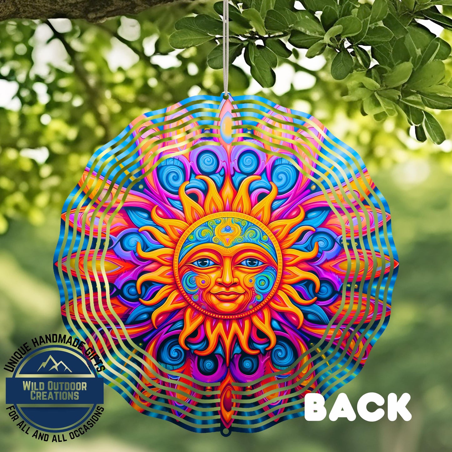 Sun Wind Spinner - Neon Boho Garden Decor | Vibrant Aluminum Outdoor Ornament - alternate view