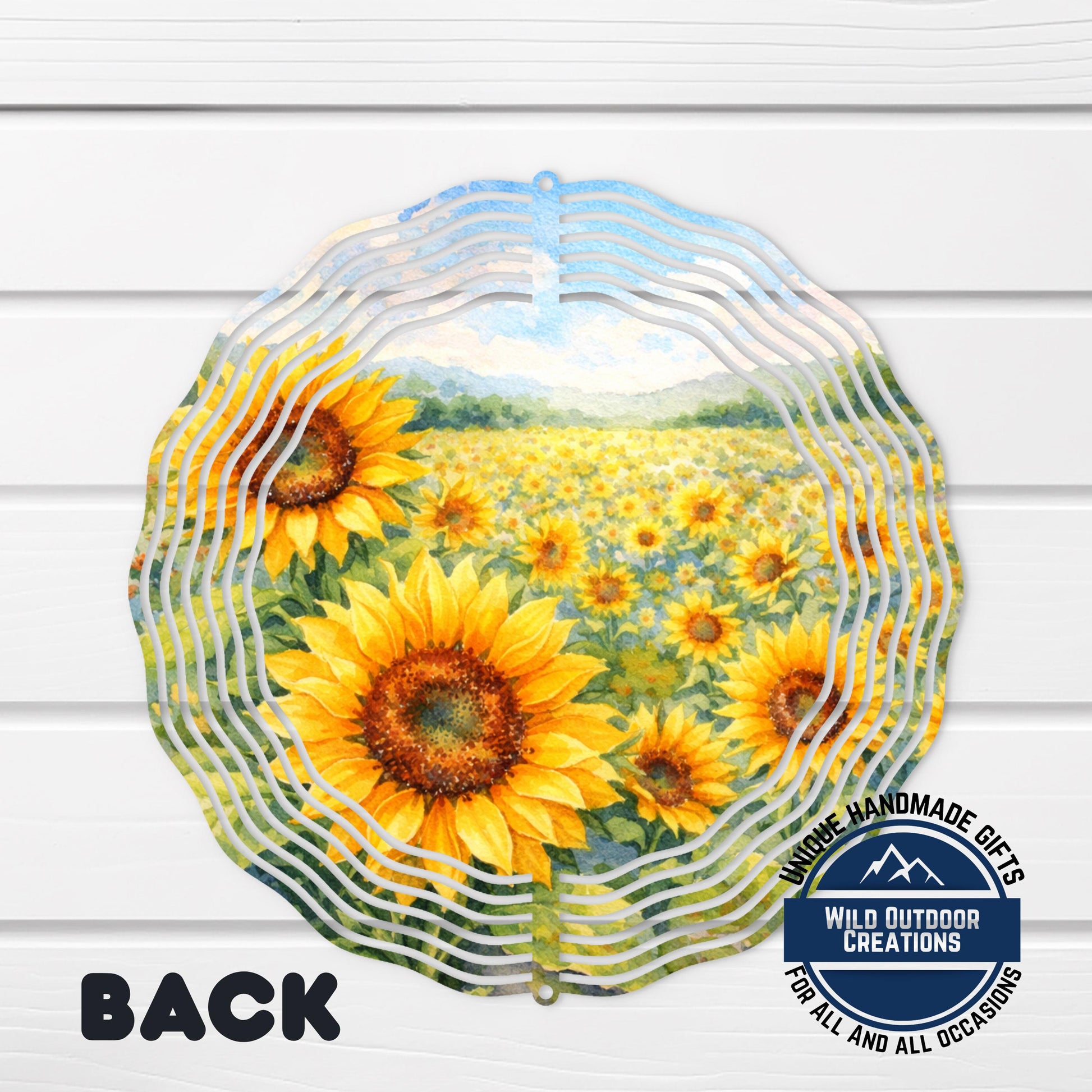 Sunflower Wind Spinner - Double Sided Aluminum Garden Spinner, 10 Inch Patio Hanging Decor - alternate view