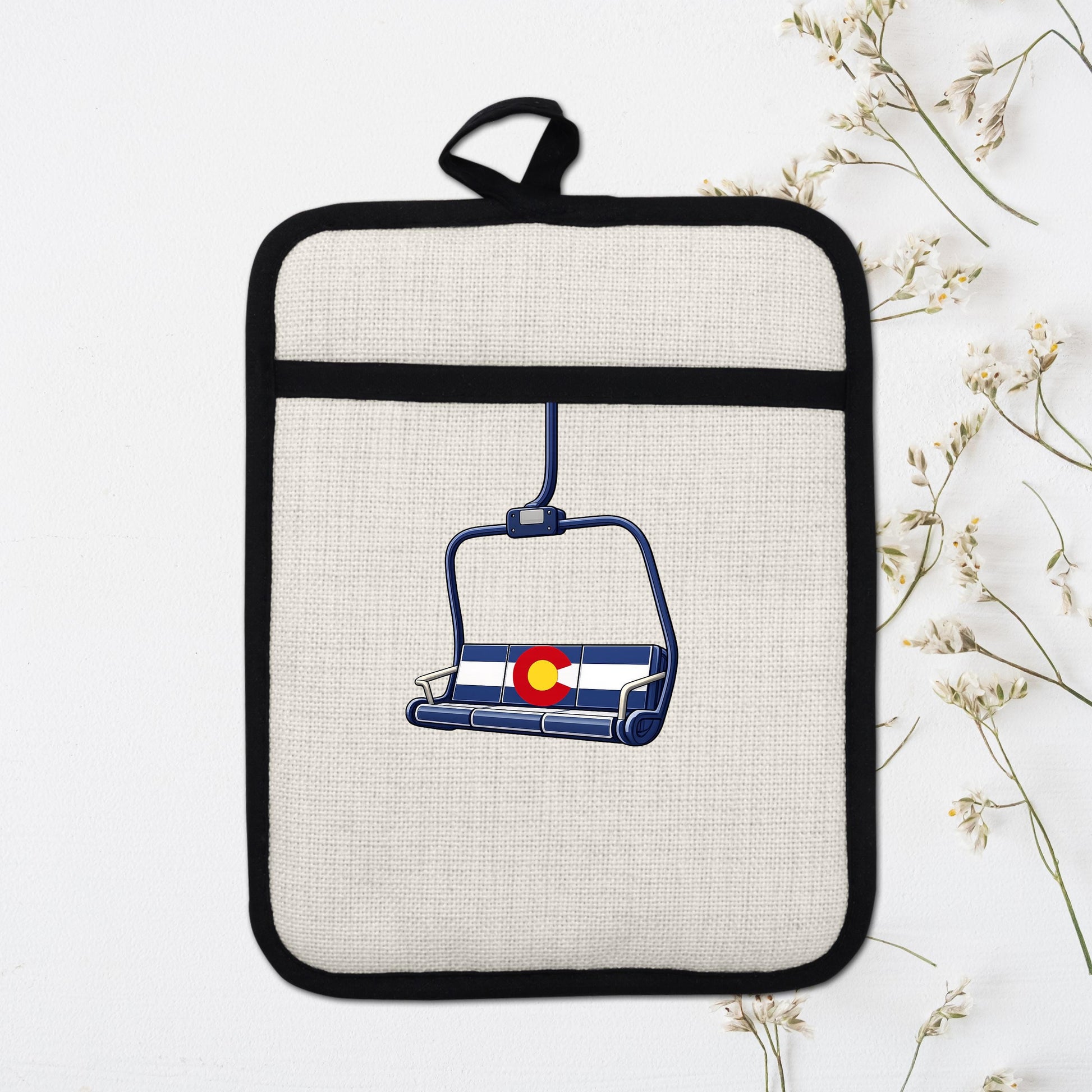 Colorado Flag Pot Holder – Ski Lift Pot Holder with Heat Resistant Mitt & Non Slip Trivet - additional product photo 16
