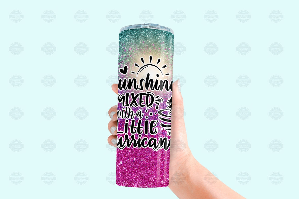 Faux Glitter Tumbler | Sunshine Mixed Hurricane, 20Oz Travel Cup