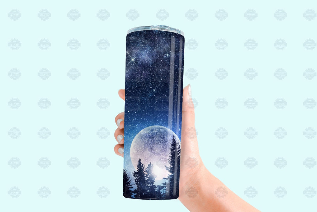 Night Sky Tumbler, Moon And Stars Wrap - 20Oz Stainless Steel Cup