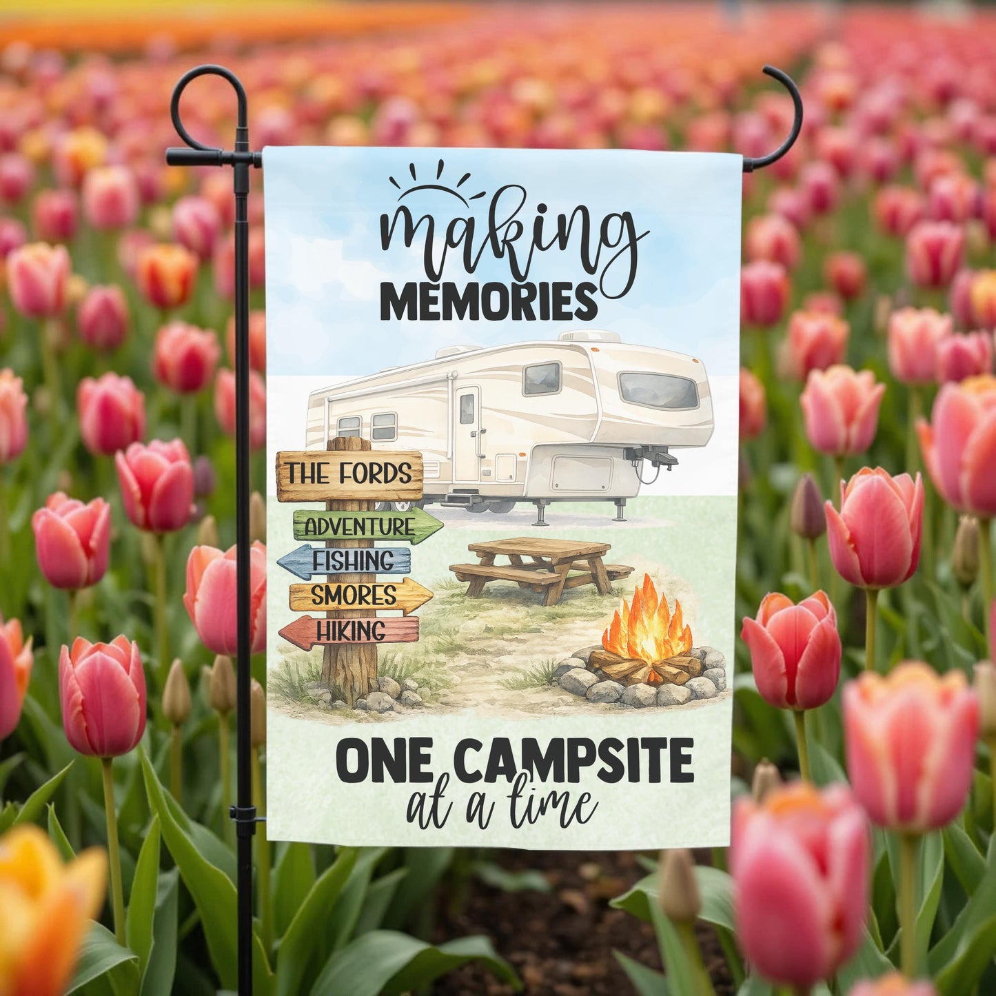 Personalized Camping Flag - Custom 5th Wheel Garden Flag 12x18 Weather Resistant - additional angle