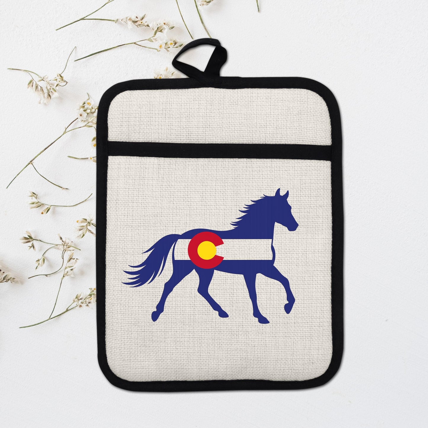 Horse Oven Mitt - Colorado Pot Holder With Silicone Back & Linen Front, Heat Resistant - additional product photo 16