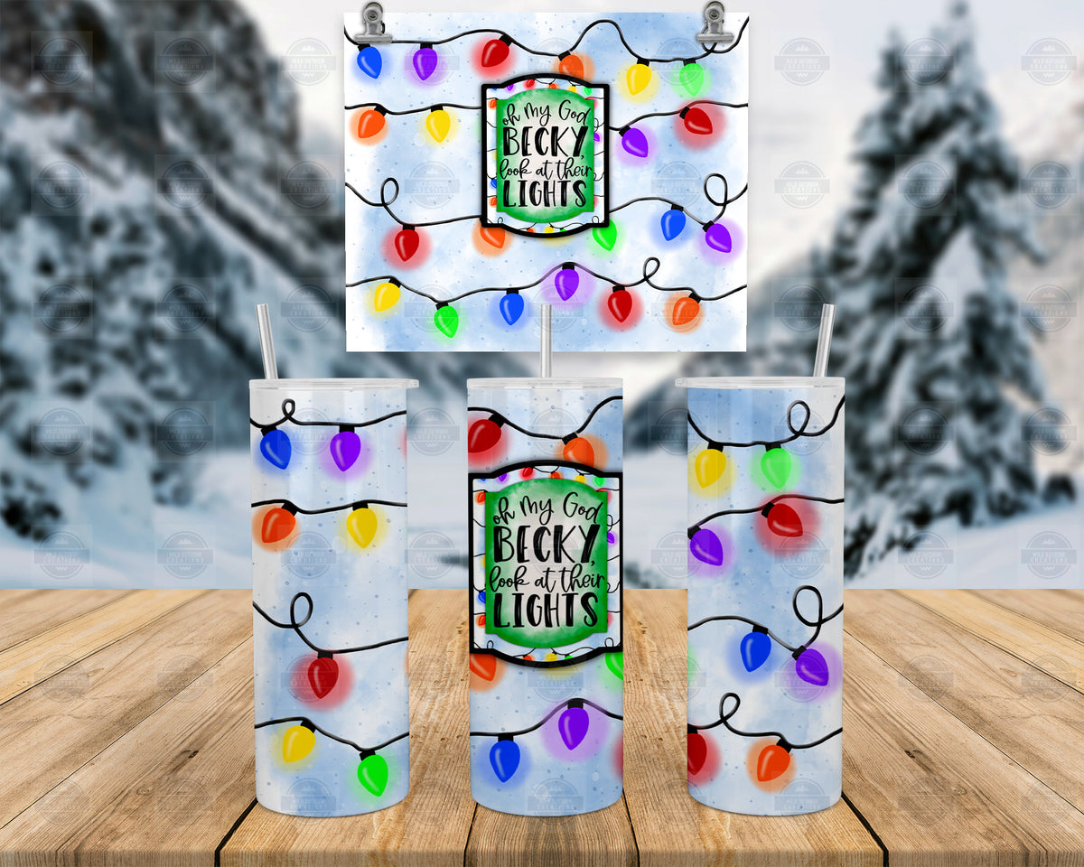 20Oz Stainless Steel Tumbler, Oh My God Becky Xmas Lights Gift