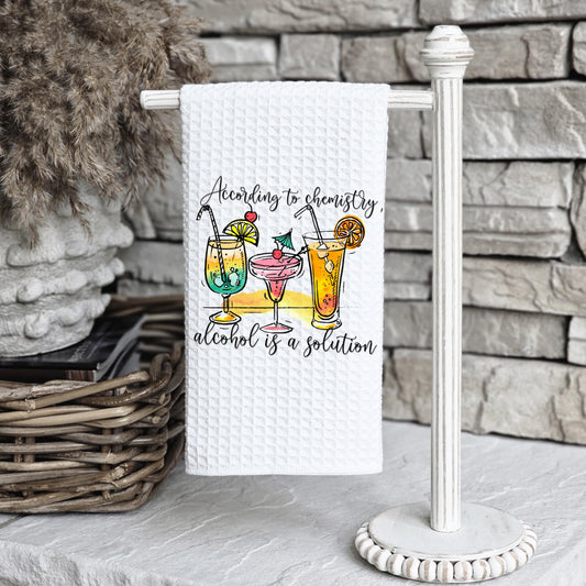 Microfiber Cocktail Glass Towel - Waffle Weave Bar Accessory with Chemistry Quote