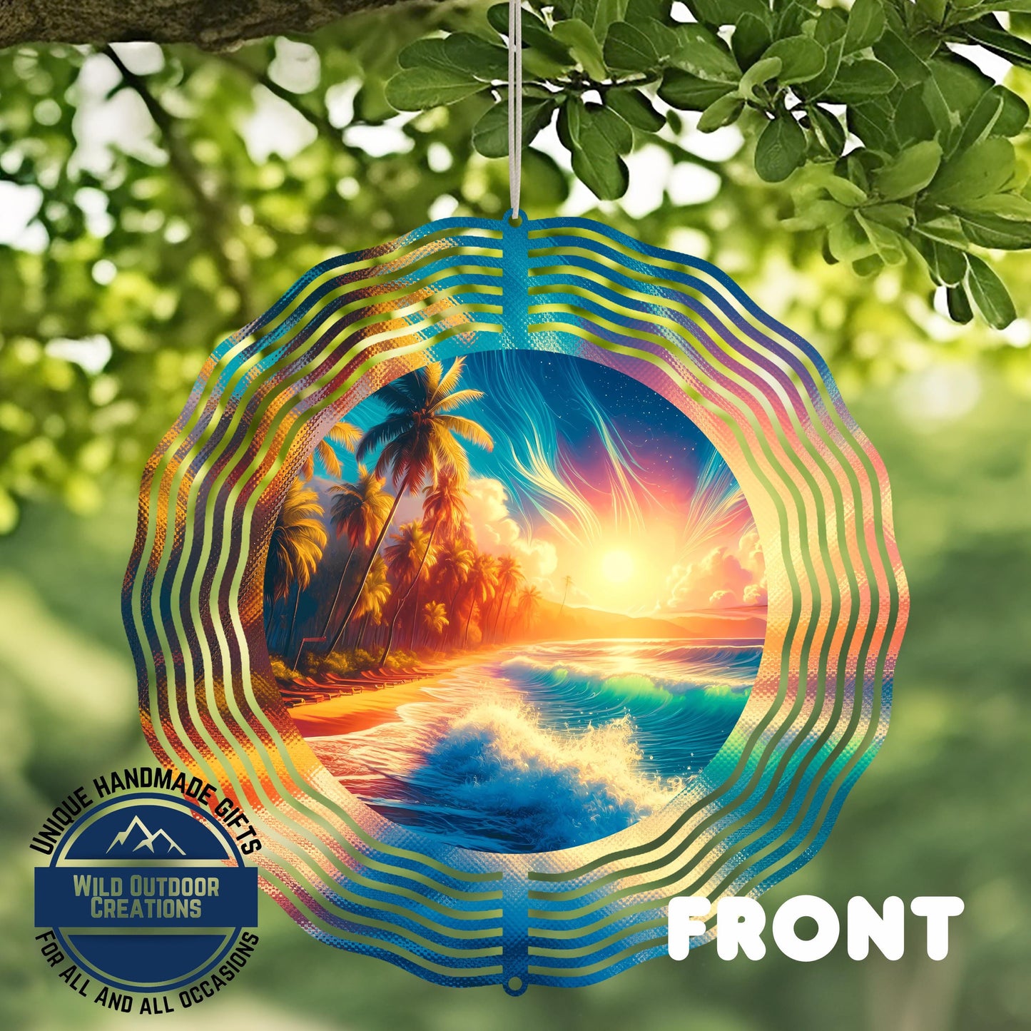 Garden Wind Spinner - Beach Sunset Spinner | Aluminum Coastal Decor, UV Protected - additional angle