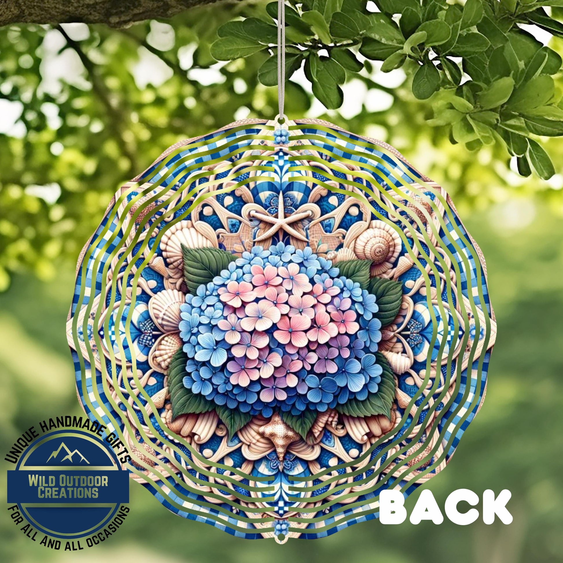 Hydrangea Garden Spinner – Coastal Garden Decor with 360 Degree Swivel - close-up detail of design