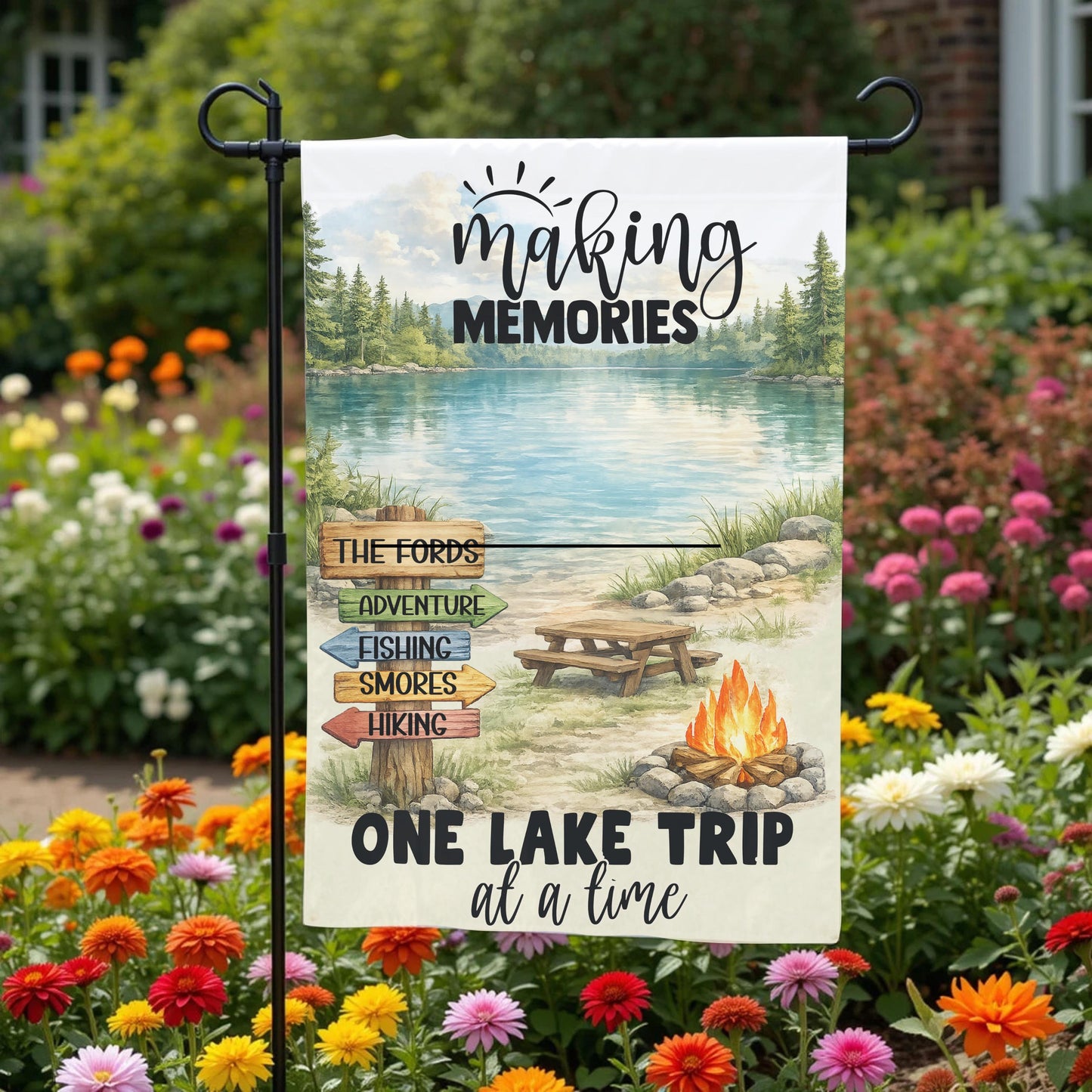 Personalized Lake Flag - Custom Lake Trip Garden Flag 12x18 | UV Protected Double Sided - alternate view
