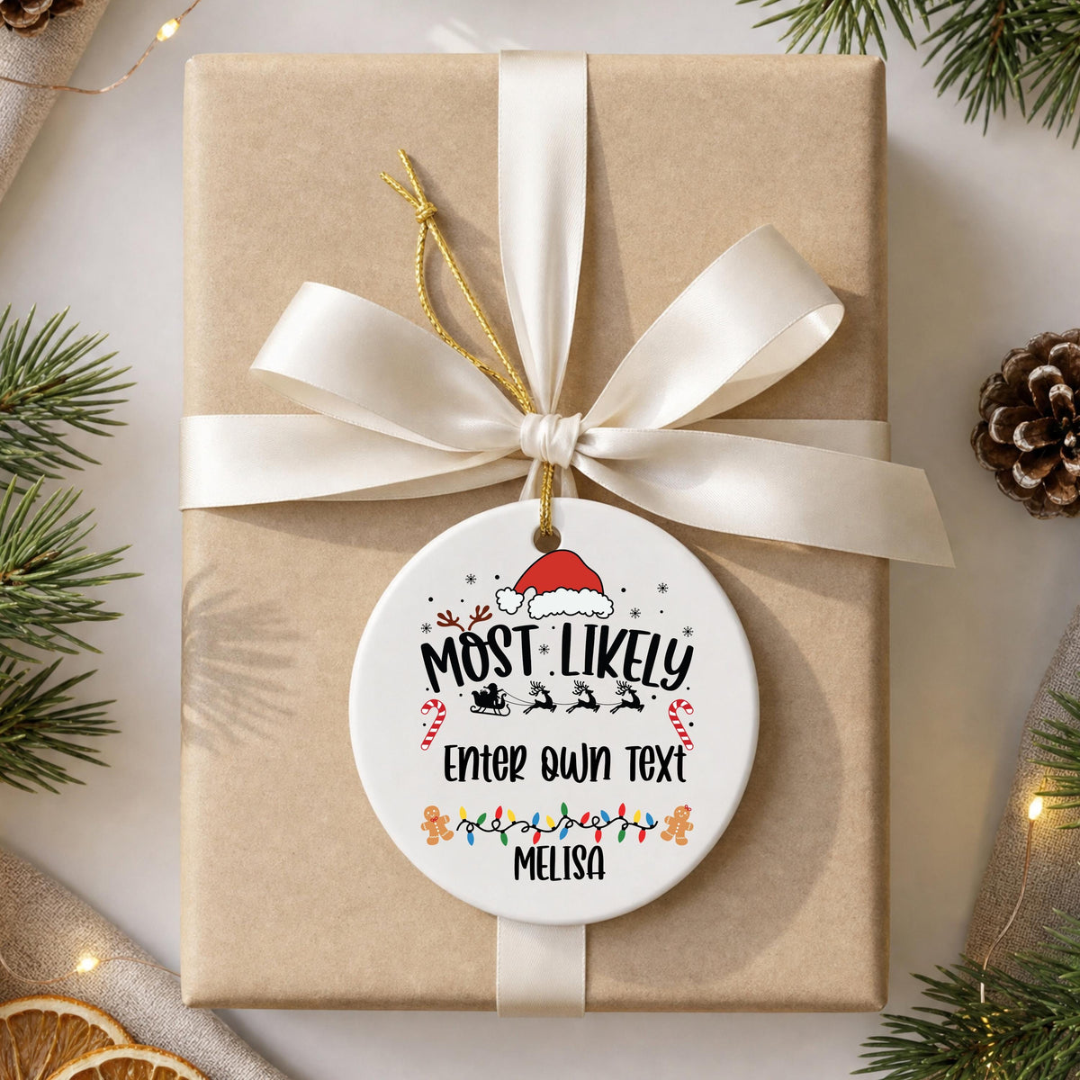 Personalized Christmas Ornament, Most Likely To Custom Name Gift
