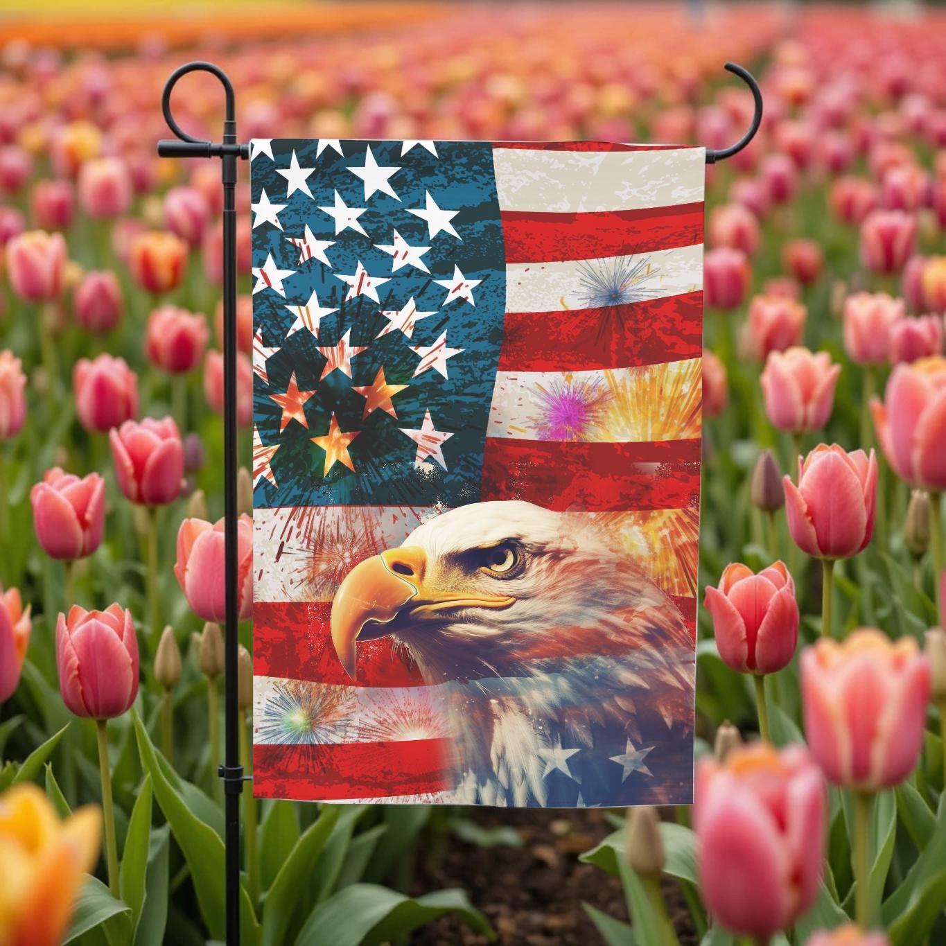 Bald Eagle Garden Flag - American Flag 12x18 Double Sided Patriotic Decor