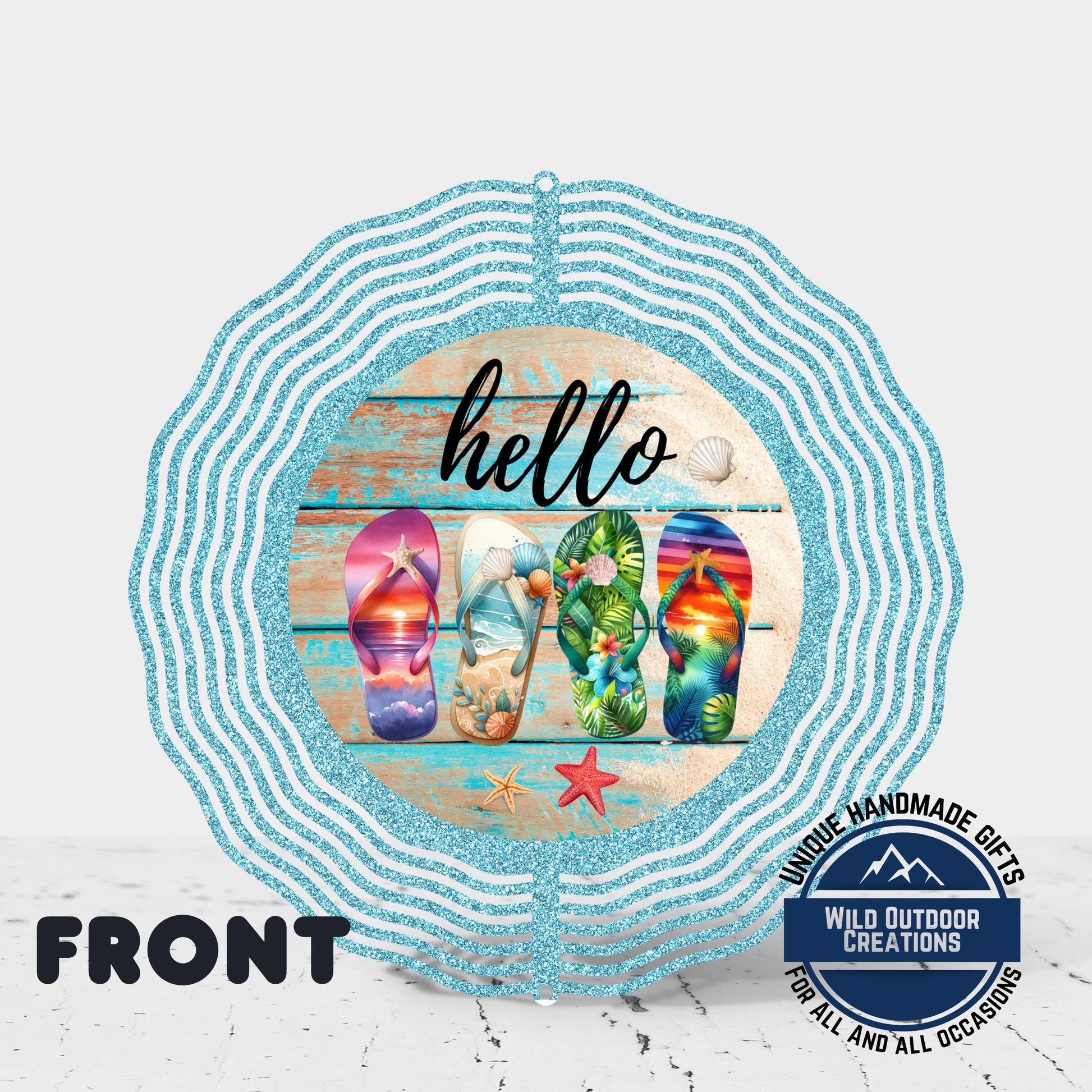 Flip Flop Wind Spinner - Colorful Summer Patio Decor | Coastal Yard Art - additional product photo 11