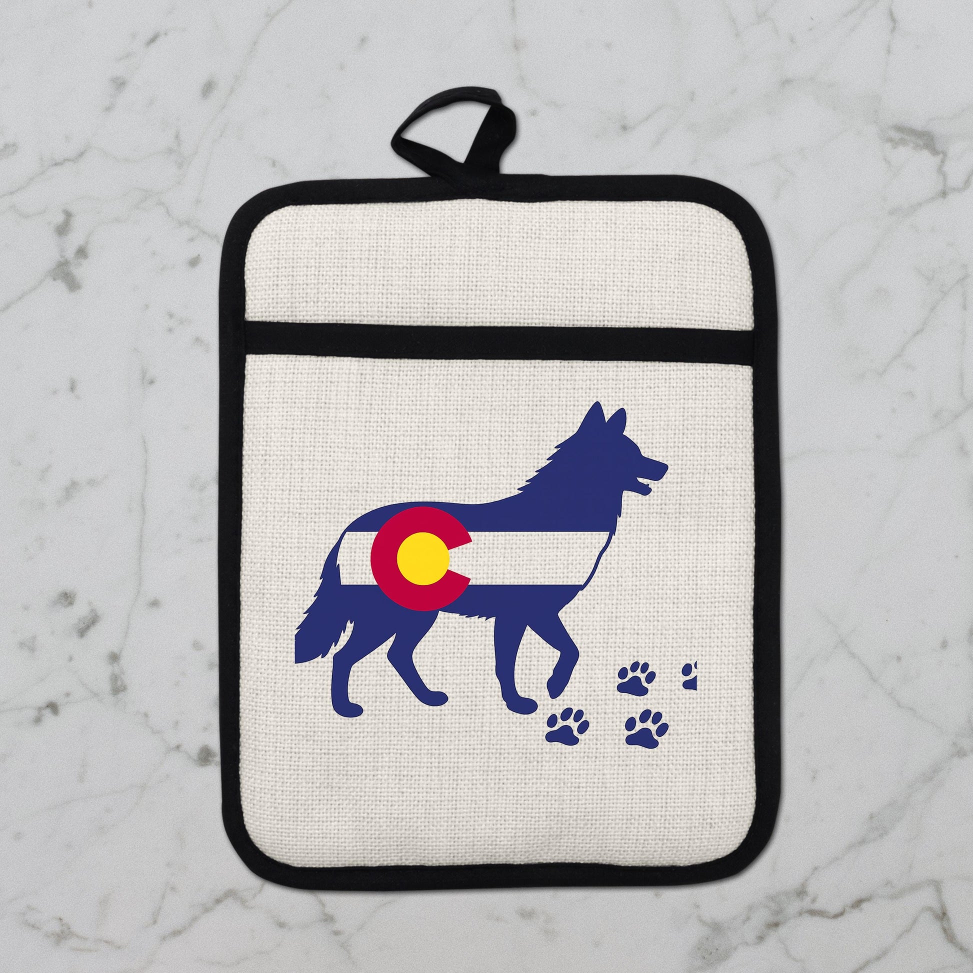 Colorado Wolf Pot Holder - Linen Front, Silicone Trivet, Heat Resistant Pad - additional product photo 10