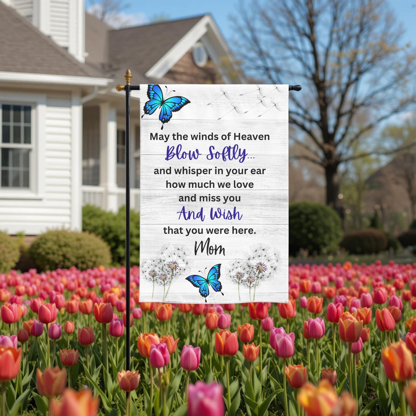 Memorial Garden Flag – Personalized Butterfly Sympathy Outdoor Garden Remembrance Flag 12x18