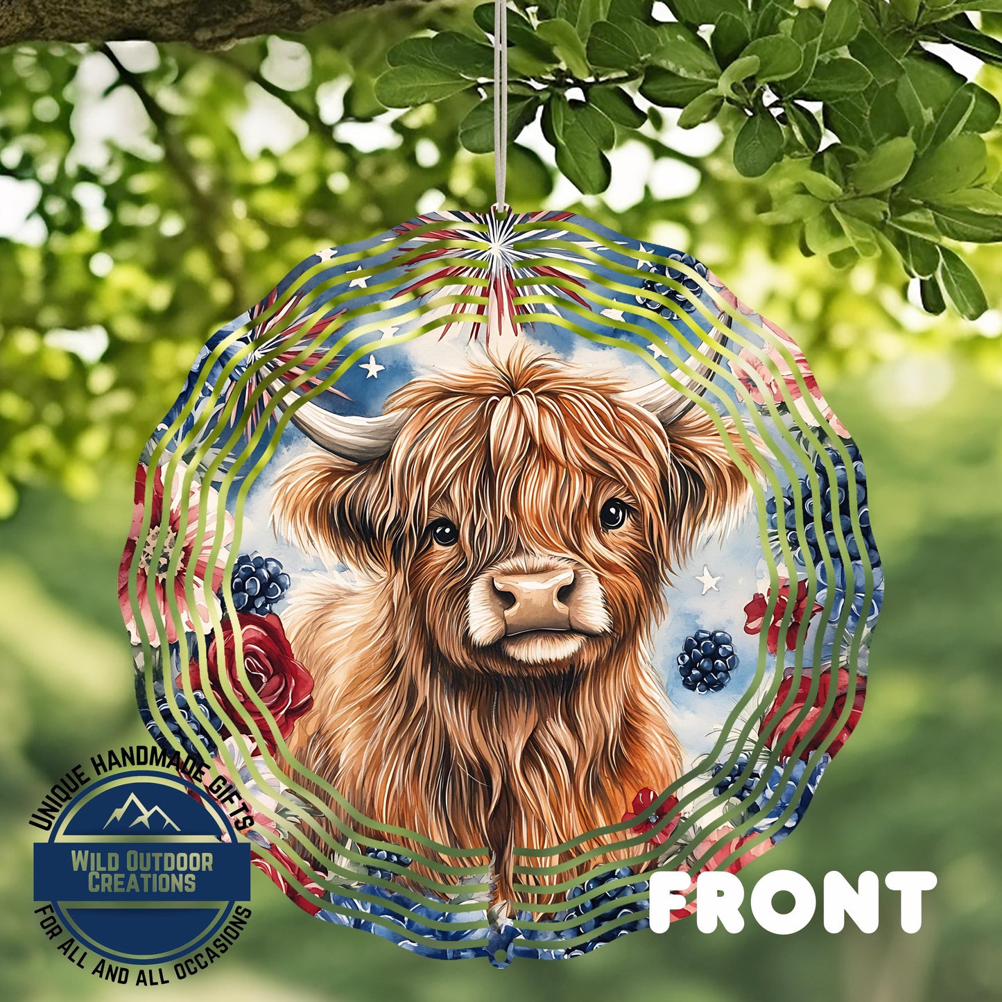 Patriotic Cow Wind Spinner - American Flag Garden Decor | Durable Aluminum Outdoor Spinner