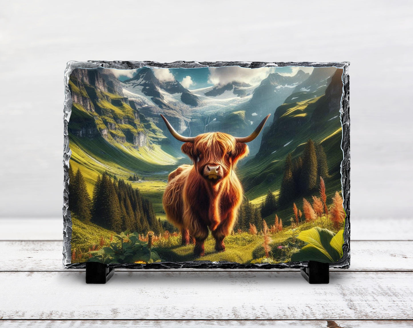 Highland Cow Plaque – Rustic Farmhouse Decor With Durable Slate Art - scale and size reference