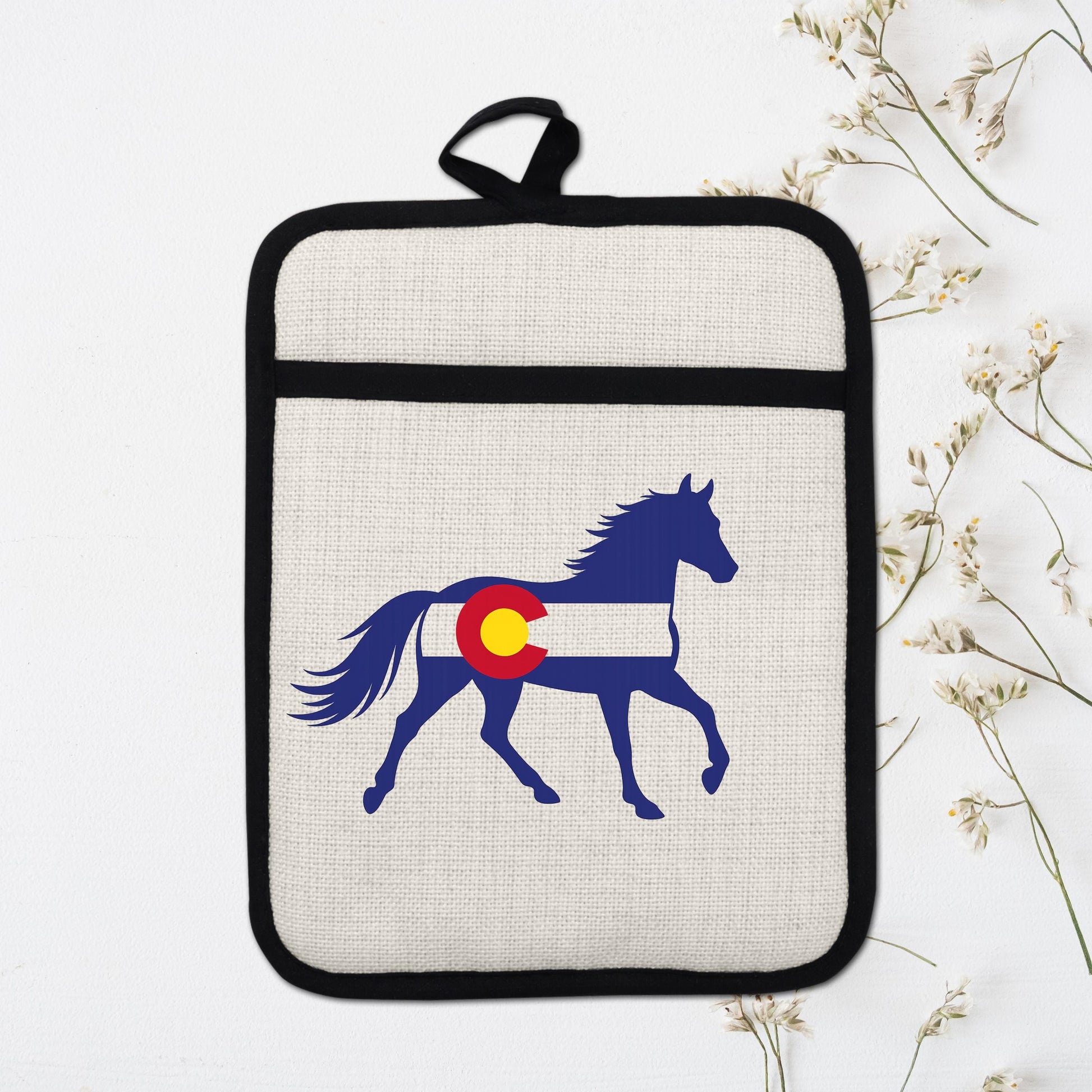 Horse Oven Mitt - Colorado Pot Holder With Silicone Back & Linen Front, Heat Resistant - additional product photo 17