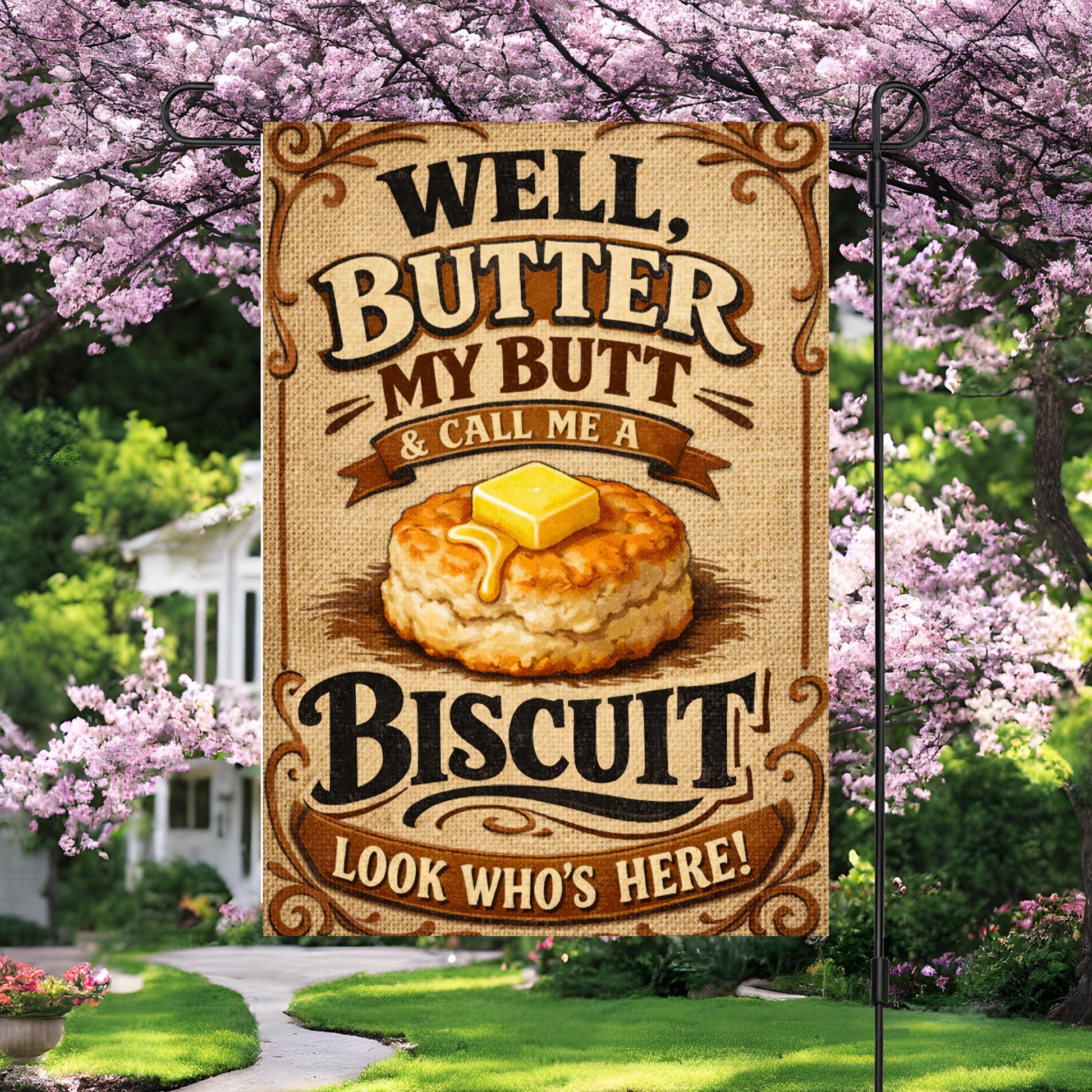 Southern Garden Flag – Funny Biscuit Flag Gift | Farmhouse Decor, UV Protected - product dimensions and specifications