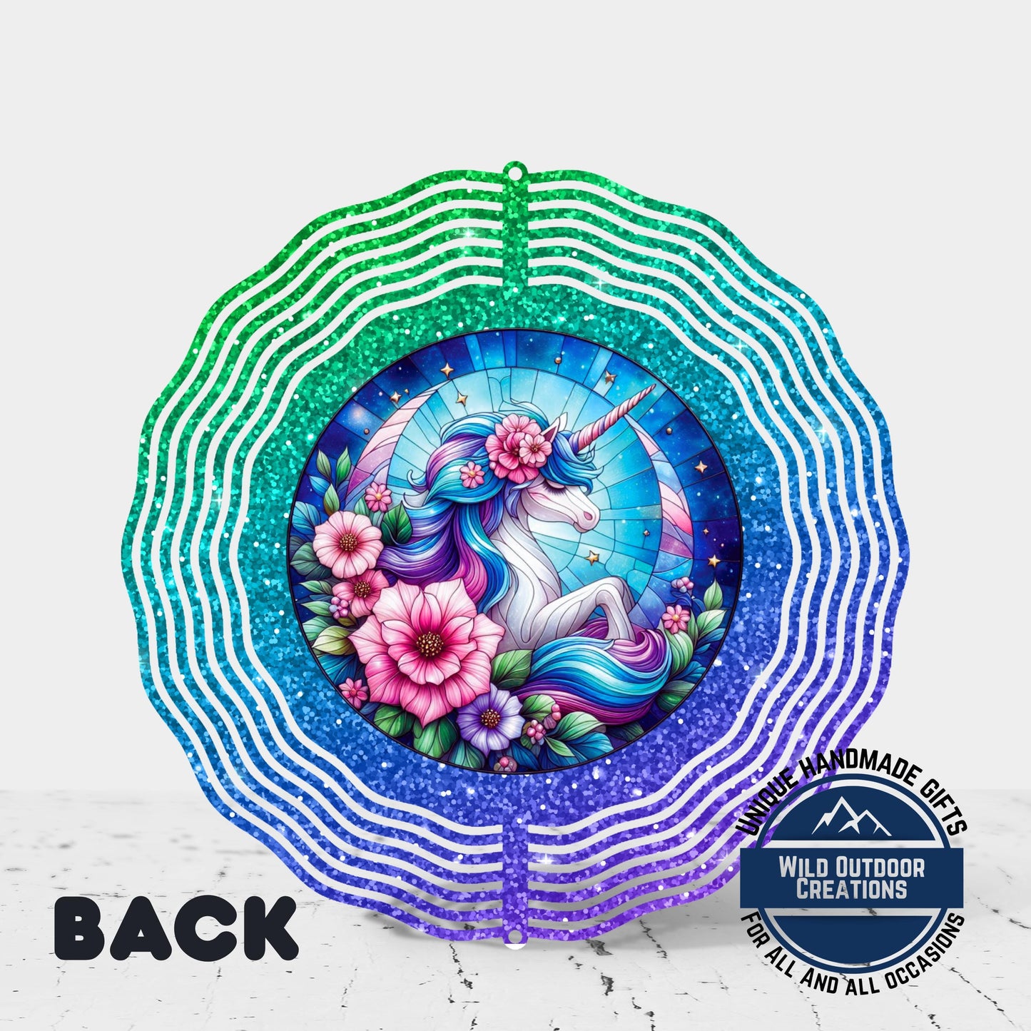 Unicorn Wind Spinner - Double Sided Glitter Ombre 10 Inch Outdoor Decor - additional product photo 10
