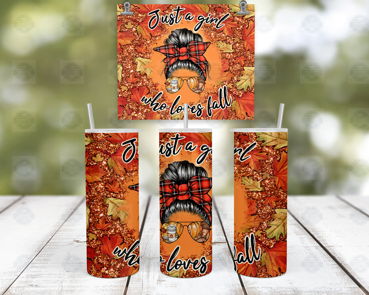 20Oz Stainless Steel Tumbler, Just A Girl Who Loves Fall, Leaves