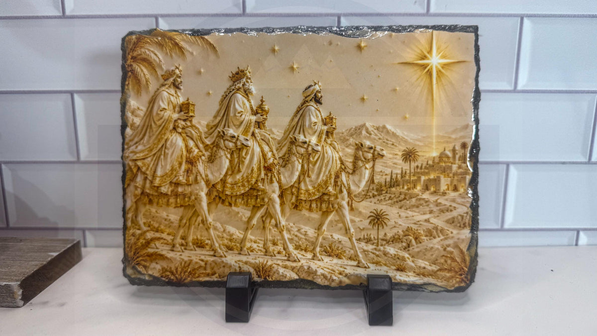 Three Wise Men Slate Plaque, Christmas Magi Nativity Wall Art, Rustic Decor Gift