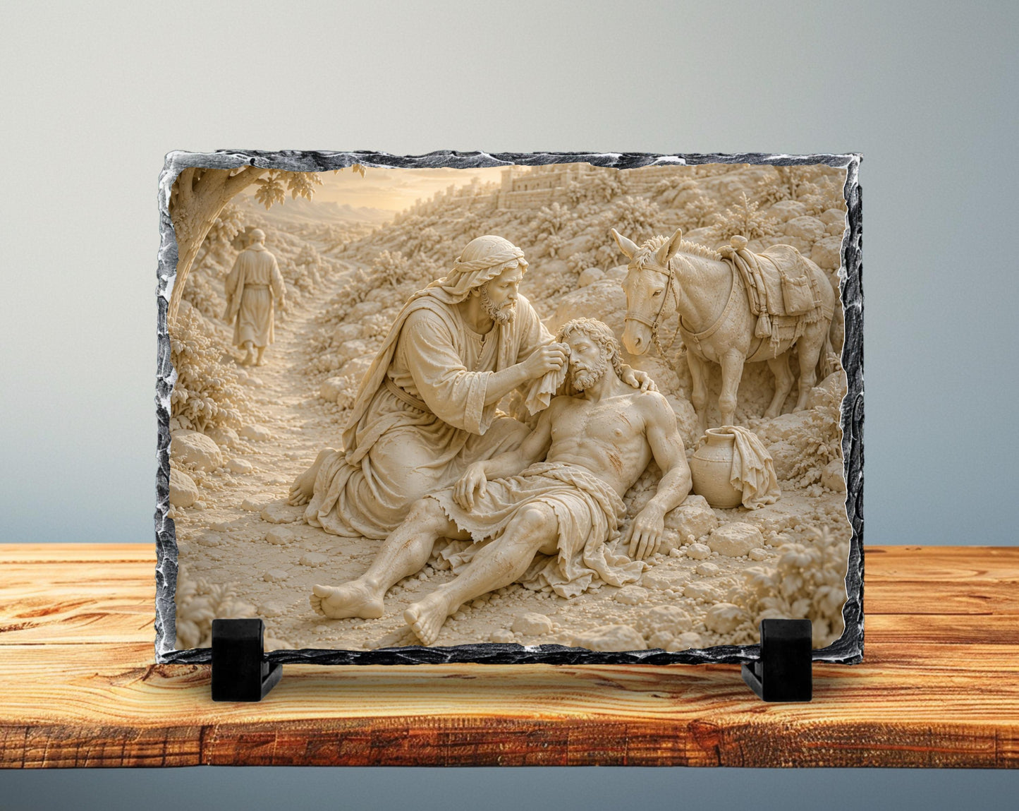 Good Samaritan Slate Plaque, Parable of Jesus Religious Decor, Christian Compassion Gift