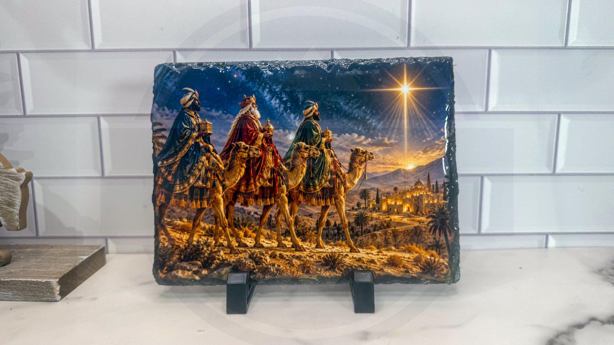 Three Wise Men Gift, Magi Starry Night Slate Plaque | Natural Stone | Small Large Table Display