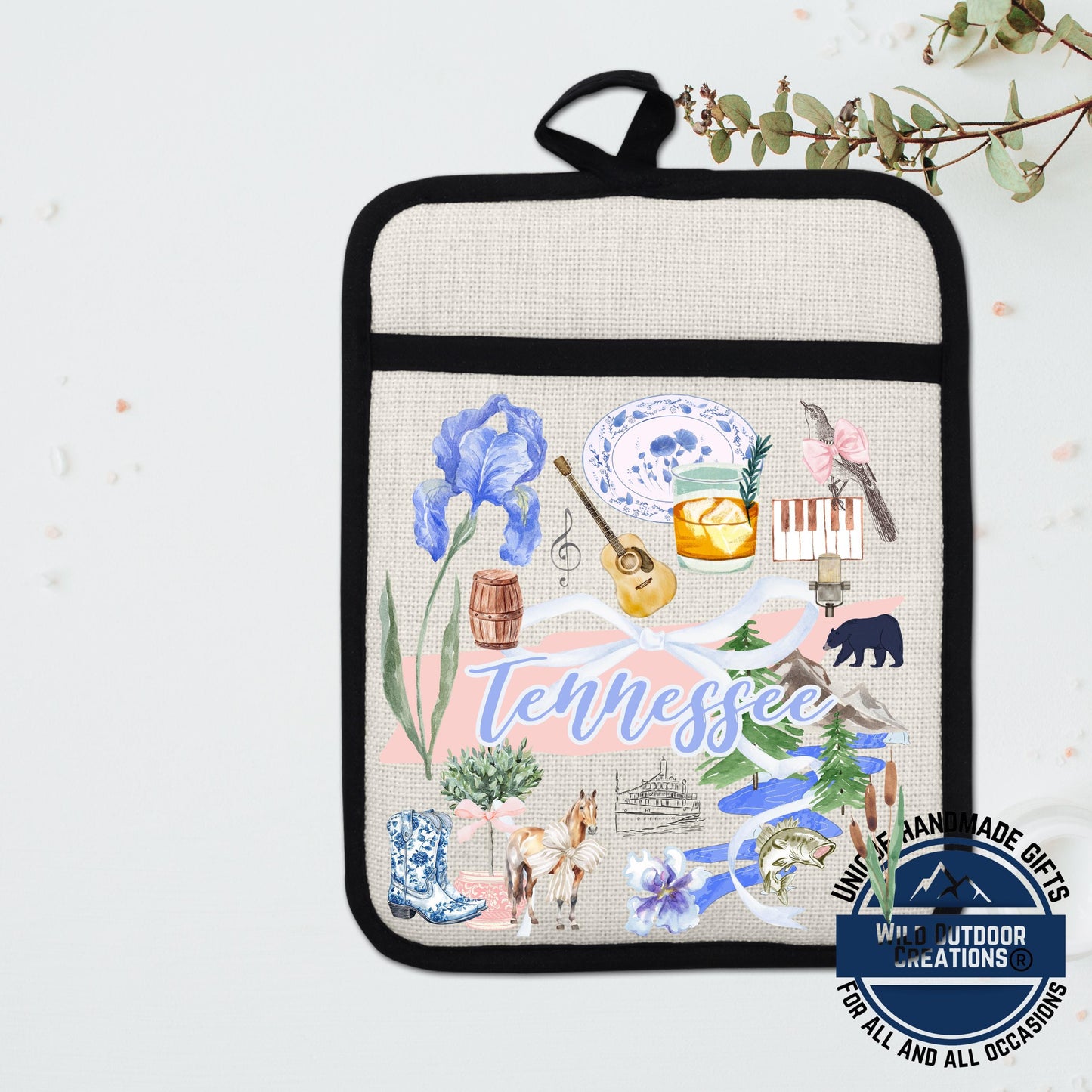 Tennessee Pot Holder | Handmade Kitchen Accessory With Non Slip Silicone & Pocket Potholder - lifestyle view