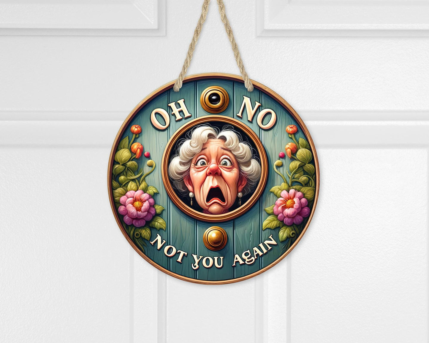 Whimsical 10x10 Aluminum Door Decor with Peek Hole  Unique Housewarming Gift for Moms and New Homes
