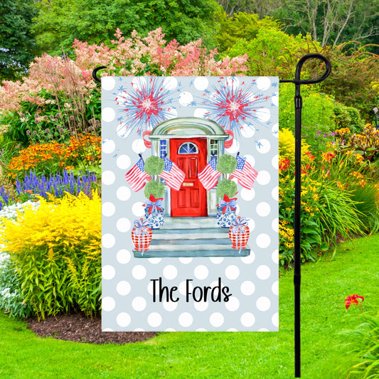 Patriotic Personalized Garden Flag, Personalized Porch Decor, Patriotic Gift for Her, Fourth of July Garden Flag, Housewarming Gift, Yard
