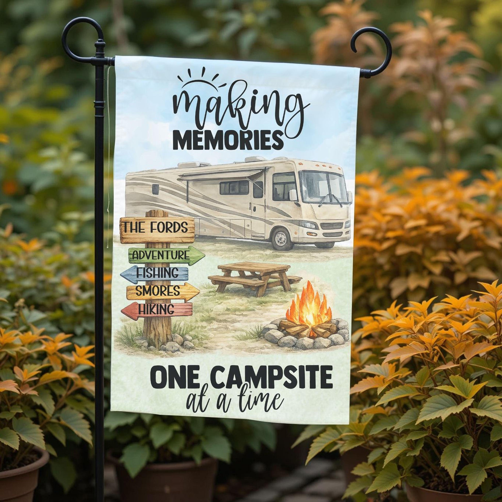 Personalized Motorhome Flag – Class A Motorhome RV Garden Flag 12x18 Double Sided - additional angle